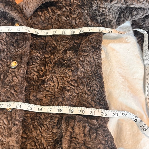 Vintage 60s Faux Fur Coat Brown Size L USA Mad Men - Picture 10 of 13